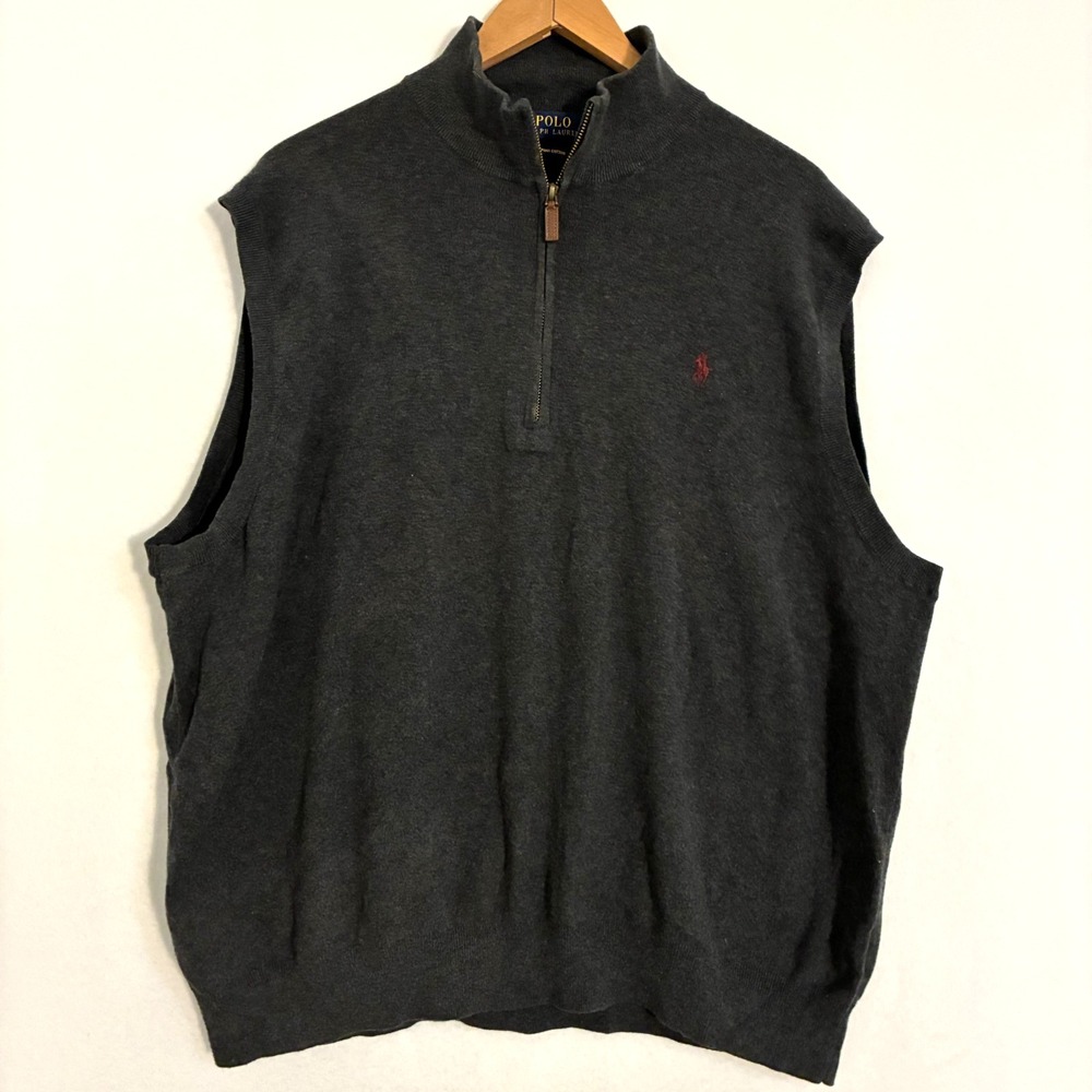 Polo Ralph Lauren 1/4 Zip Sweater Vest Men's 2XL Pima Cotton Preppy Old Money